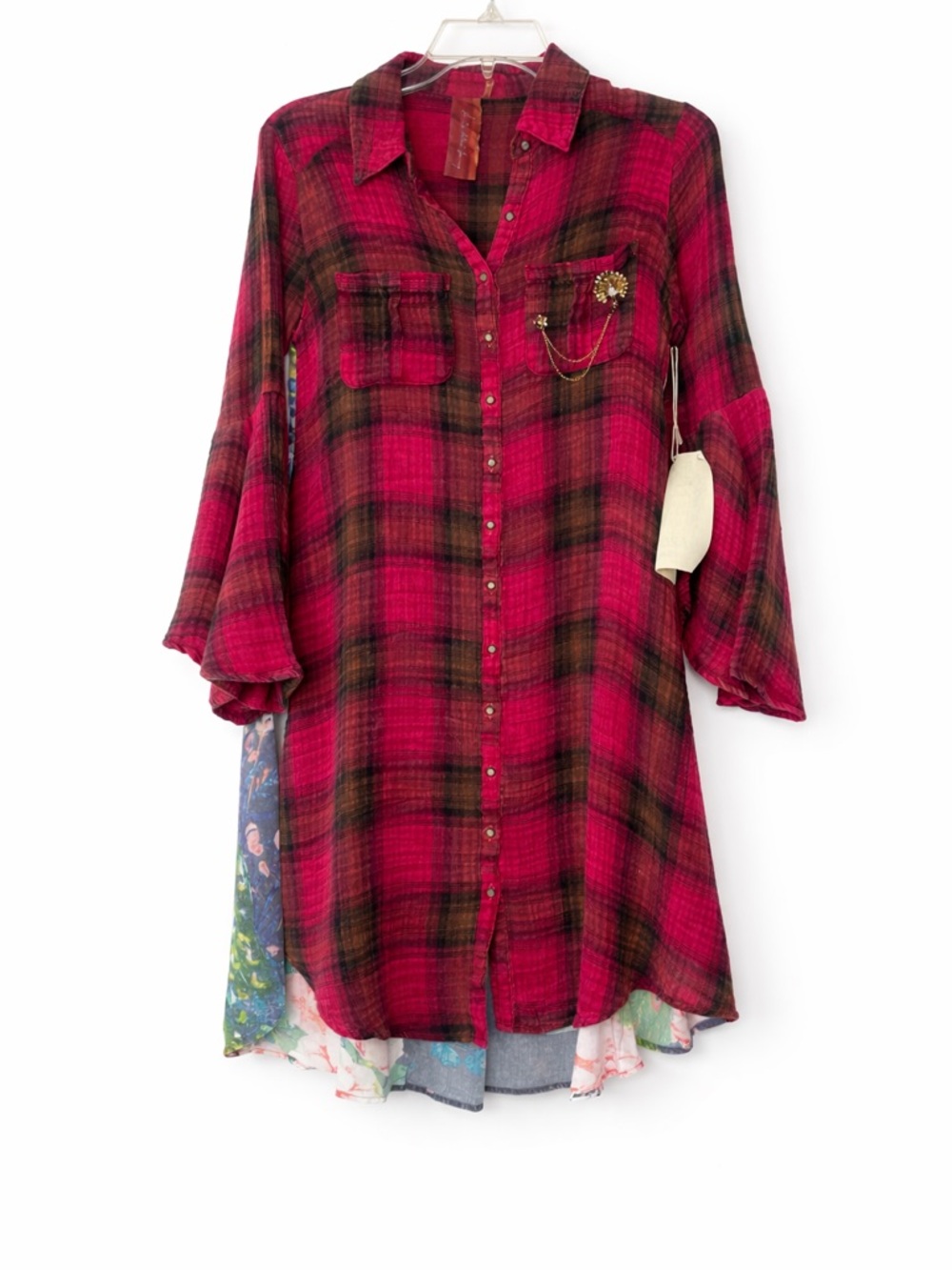 ARATTA Silent Journey Mixed Media Plaid Tunic Dress - Picture 4 of 15
